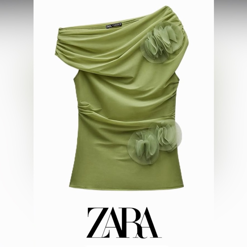 ZARA FLORAL DRAPED TOP, NEW WITHOUT TAGS